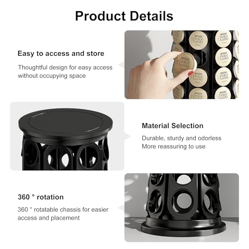 CEHNCEH K Cup Holder, Coffee Pods Holder Storage Organizer Stand Carousel Compatible with 40 Keurig K-Cup Pods, Home or Office Kitchen Counter (Black) - color: Black