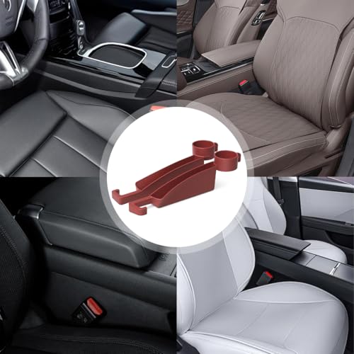 2PCS Car Seat Gap Filler, Multifunctional Vehicle Seat Side Gap Plug Blocker with Cup Holder & Storage Slot, No Drop Automotive Console Crevice Stopper, Universal for Truck SUV Van (Red) - color: Red