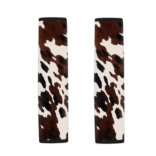 Dreaweet Seat Belt Cover Pad Brown Cow Print Car Accessories Seatbelt Covers for Women 2 Pack Car Seat Belt Cover Soft Comfortable Seat Belt Cushion Shoulder Strap Pad Universal Fit - color: Brown Cow Print