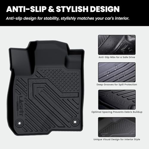 LASFIT Floor Mats & Trunk Mat for Honda Pilot 2016-2022 8 Passenger (No Elite Model), All Weather TPE Custom Fit Floor Liner Accessories, 1st & 2nd & 3rd Row & Cargo Liner with Backrest Mat, Black - style: 4）For Honda Pilot | 2016-2022 | Full Set