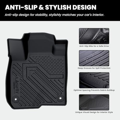 LASFIT Floor Mats & Trunk Mat for Honda Civic Sedan & Sedan Si 2012 2013 2014 2015, All Weather TPE Custom Fit Floor Liner, 1st & 2nd Row & Cargo Mat, Black (Not for Coupe) - style: 1）For Honda Civic | 2012-2015 | Full Set