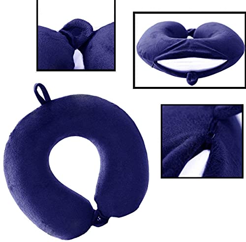 GDEOUP Travel Pillow - Memory Foam Neck Pillow Support Pillow,Luxury Compact & Lightweight Quick Pack for Camping,Sleeping Rest Cushion (Navy Blue) - color: Navy Blue