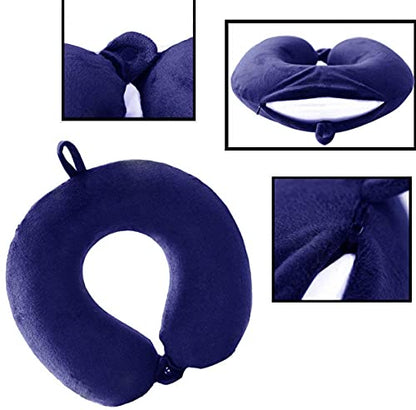GDEOUP Travel Pillow - Memory Foam Neck Pillow Support Pillow,Luxury Compact & Lightweight Quick Pack for Camping,Sleeping Rest Cushion (Navy Blue) - color: Navy Blue