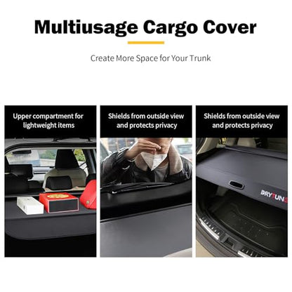 Cargo Cover for Honda CRV 2026 2025 2024 2023, Retractable Cargo Trunk Cover for Honda CRV 2023-2026, w/Extension and Straps - style: Carbon Fiber Leather - Extension & Straps