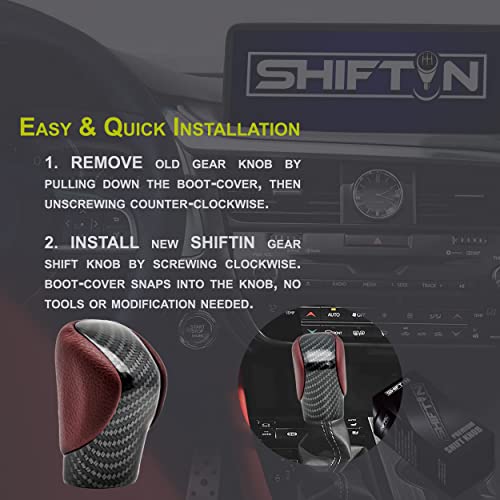 Gear Shift Knob Shifter for Lexus ES GS GX is NX RC RX 200t 300 350 450h 450hL 350L F-Sport OEM Style Replacement (Rioja Red Rose/Carbon Fiber Pattern) - color: Rioja Red Rose / Carbon Fiber Pattern