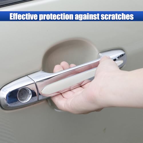 Car Door Handle Protectors, Anti-Scratch Anti-Collision Automotive Door Handle Cover Guard Decoration, Universal Self-Adhesive Car Exterior Protective Sticker for SUV Truck RV(White-Handle)