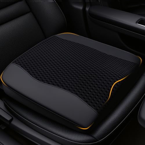 Car Seat Cushion for Long Driving Memory Foam Wedge Leather Cushion for Back Pain & Tailbone Pain Relief Non Slip & Ergonomic Car Seat Pillow Pad, Fit for Most Car Truck Office Chair & Wheelchair - color: Leather Model