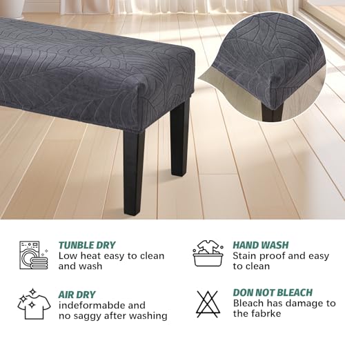 FUANGUI Waterproof Bench Cover, Stretch Jacquard Dining Bench Cover for bedrooms, Living Rooms, Kitchens, Protector Chair Bench Piano Bench Seat Covers Stool Slipcover Removable, Washable - Dark Grey - color: Jacquard Dark Grey
