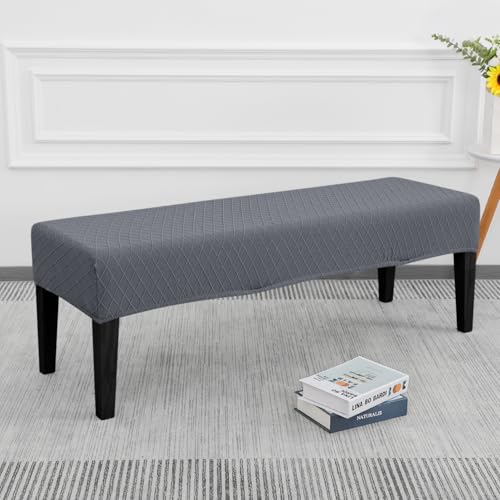 SPRINGRICO Stretch Dining Bench Cover, Removable Bench Slipcover Washable Bench Seat Protector Rectangle Bench Cover for Dining Room, Living Room, Bedroom, Kitchen (S2-Dark Gray) - color: S2-dark Gray
