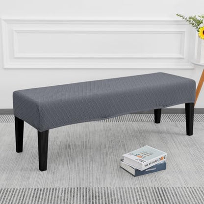 SPRINGRICO Stretch Dining Bench Cover, Removable Bench Slipcover Washable Bench Seat Protector Rectangle Bench Cover for Dining Room, Living Room, Bedroom, Kitchen (S2-Dark Gray) - color: S2-dark Gray