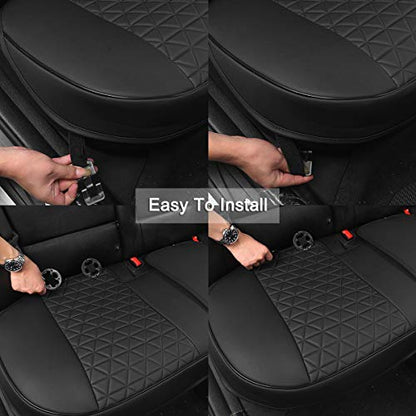 Black Panther Luxury PU Leather Rear Car Seat Cover Adjustable Length (49-55'') Back Bench Seat Protector Fits 90% Standard Two-seat Rear Row, for Seat Bottom Only, Triangle Quilted Design, Gray - color: Rear Gray