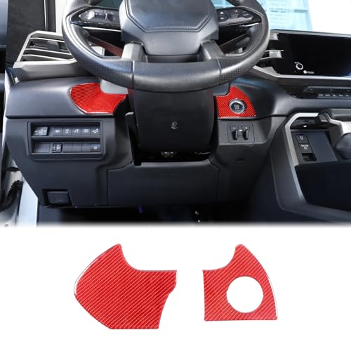 Car Engine Start Stop Decoration Frame Stickers Fit for Toyot@a Tundra/Sequoia 2022-2024 Real Carbon Fiber Center Console Key Ignition Starter Button Knob Panel Protect Cover Trim Sticker Accessories - size: Engine Start Stop Trim