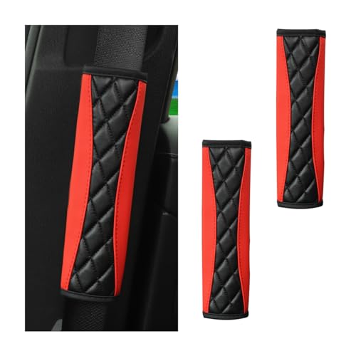 Mandark 2PCS Car Seat Belt Covers, Soft Leather Vehicle Seatbelt Strap Protector for Shoulder and Neck, Comfortable Auto Safe Belt Harness Cushion Pad, Universal for SUV, Truck, RV（Red） - color: Red, size: Style A