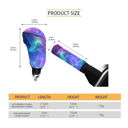 Abstract Print Gear Shift Knob Cover Set, Soft Cheetah with Handbrake Cover, Universal Accessories for Truck SUV - color: Abstract - Purple and Blue