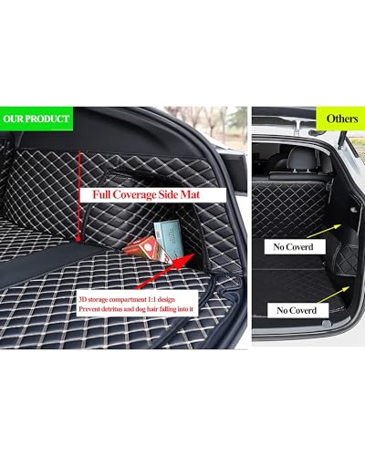 Compatible with 2026 Tesla Model Y Juniper 5-Seat Full Coverage Trunk Liner – Heavy Duty Waterproof Cargo Mat (Black/Black) - color: Black with Black Stitching, size: 2026 Juniper Full Coverage Cargo Mat