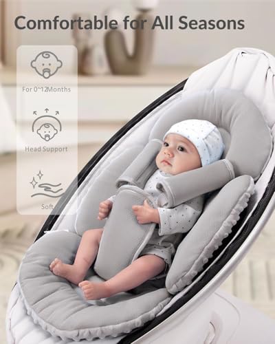 Generic Infant Insert Compatible with Mamaroo Swing & Graco Swing and Infant Car Seat, Newborn Insert Baby Head Body Support, Reversible Design, Breathable Soft Fabric, 1Pcs - Dots, Dark Gray - color: Dots, Dark Gray