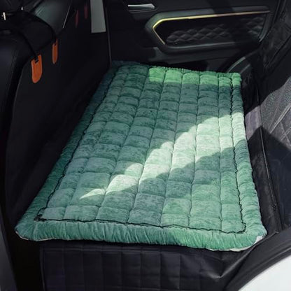 Backseat Pet Bed Mat, Truck Plaid Dog Bed for Car Back Seat, Deluxe Dog Seat Covers, Non-Slip Travel Pet Mat, Fit for Backseat Extenders and Trucks SUVs (Green, 24.8x54 inch) - color: Green