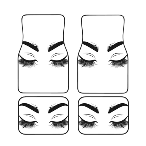 Eyelash Pattern Floor Mats Carpets Vehicle Foot Pads Automotive Floor Mat Protector for Car Vehicles SUV Truck Vans Sedans, White - color: Eyelash