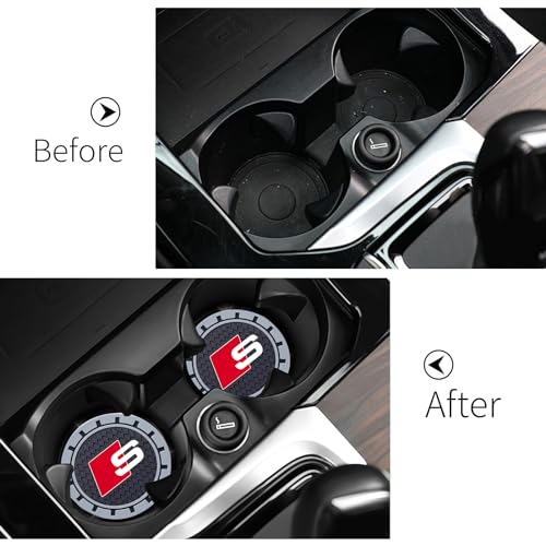 Car Cup Holder Coaster for Audi S Line S1 S2 S3 S4 S5 S6 S7 S8 SQ2 SQ5 SQ7 SQ8 Series Cupholder Coaster Interior Accessories 2.75in 2Pack - color: Black-09