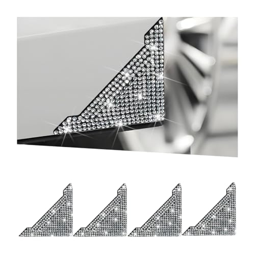Bling Car Door Corner Edge Guard, 4PCS Anti-Collision Crystal Rhinestone Vehicle Door Edge Bumper Protector Sticker, Automotive Decorative Accessories, Universal for SUV Truck Sedan (White)