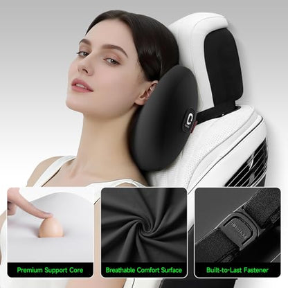 BEBAS Memory Foam Car Headrest Pillow - Breathable Neck Support Pillow for Driving, Universal Fit Cars/SUVs/Tesla/Toyota & Office Chair, Removable Cover (Black, 4-Season) - color: Black