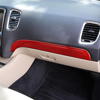 Car Copilot Glove Box Cover Decals for 2011-2020 Dodge Durango Accessories Carbon Fiber Interior Stickers, Red - color: Copilot Glove Box Trim
