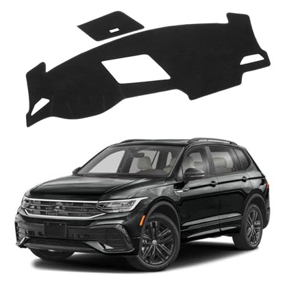 Upgraded Dashboard Mat for 2017-2022 2023 2024 Volkswagen VW Tiguan (S SE SEL SEL Premium) Polyester Dash Mat UV Rays Non-Slip Windshield Reflective Instrument Cover Interior Accessory Black