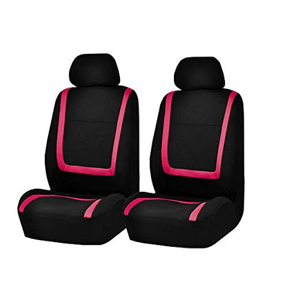 FH Group Car Seat Covers Full Set Cloth - Universal Fit Washable Automotive Seat Covers, Low Back Front Seat Covers, Solid Back Seat Cover for SUV, Sedan and Van Pink - color: Pink, size: Full Set