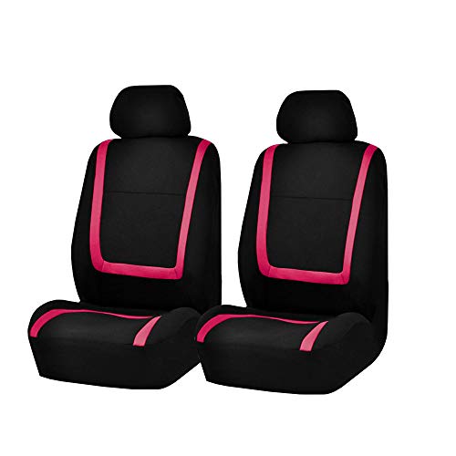 FH Group Car Seat Covers Front Set in Cloth - Car Seat Covers for Low Back Car Seats with Removable Headrest, Universal Fit,Automotive Seat Covers,Washable Car SeatCover for SUV,Sedan,Van Pink - color: Pink, size: Front Set