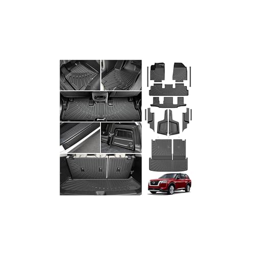 Cartist Floor Mats for Nissan Pathfinder 2022-2025 2026 (Only for 7 Seats), All Weather Cargo Liner & Door Sill Guards for Pathfinder Accessories, Heavy Duty TPE Cargo Mats, Car Accessories - size: 5)Nissan Pathfinder 7 Seats 22+