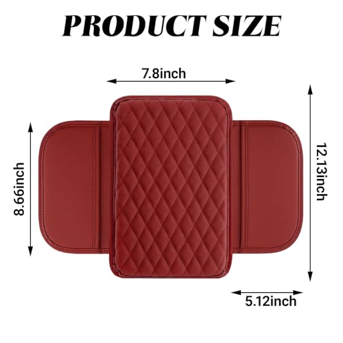Car Center Console Cover, Upgraded Microfiber Car Armrest Cover Cushion, with 2 Storage Bags Scratch, Resistant Leather Cars Armrest Storage Box Universal Vehicles Accessories (Red) - color: Red