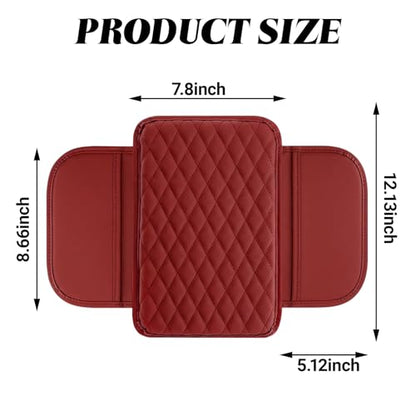 Car Center Console Cover, Upgraded Microfiber Car Armrest Cover Cushion, with 2 Storage Bags Scratch, Resistant Leather Cars Armrest Storage Box Universal Vehicles Accessories (Red) - color: Red