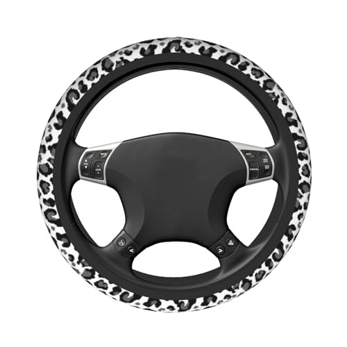 Gray Leopard Steering Wheel Cover - Leopard Print Steering Wheel Car Accessories Universal 15 Inch Steering Wheel Cover Women Men Neoprene Anti Slip Breathable Wheel Cover Protector - color: Gray Leopard