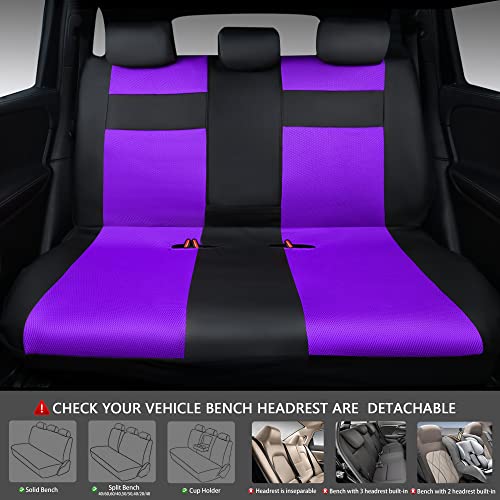 CAR PASS Leather 3D Foam Back Support Car Seat Covers Full Set Air Mesh Automotive Seat Covers, All Season Car Seat Cover Fit Automotive,SUV,Sedan,Van, Airbag Compatible Elegance (Black Purple) - color: black and purple