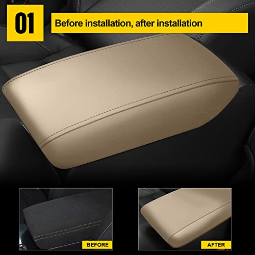 AOMSAZTO Console Covers for 2012-2015 Civic Honda Beige Armrest Cushion for Civic - color: beige
