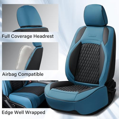 Coverado Seat Covers Dodge RAM 1500, Waterproof Leatherette Seat Covers Full Coverage for Car Compatible with 2009-2018 Dodge Ram 1500, 2010-2024 Ram 2500 3500 Dodge RAM, Curved Front/Blue - color: Blue, size: Curved Front&No Rear