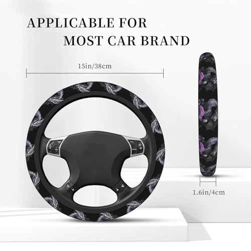 Silver Dragon Rose 1 Universal Steering Wheel Covers, Cute Car Accessories for Women Girls Car Truck - color: Silver Dragon Rose 1