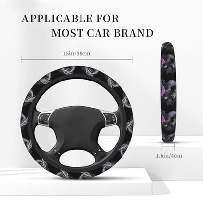 Silver Dragon Rose 1 Universal Steering Wheel Covers, Cute Car Accessories for Women Girls Car Truck - color: Silver Dragon Rose 1