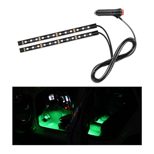Car LED Strip Light, 24 LEDs RGB Neon Interior Atmosphere Lights, 12V Under Dash Ambient Night Light, Cigarette Lighter Auto Interior Decorative Lamp, Car Accessories (Green) - color: Green, size: 24 LED, Cigarette Adapter