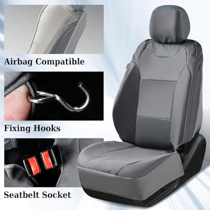 Coverado Front Seat Covers, Waterproof Oxford Seat Protector for Car Seat Cushions for Kids & Dogs, Compatible with 2015-2026 Ford F150 & 2017-2026 Ford F250 F350 F450 (Gray, 2PCS),