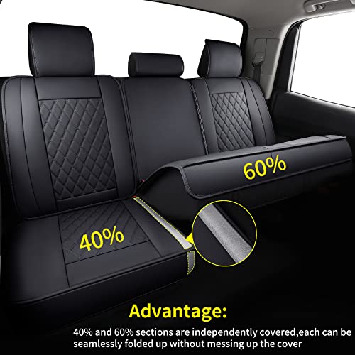 LUCKYMAN CLUB 2007-2021 Tundra Pickup Trucks Car Seat Covers X05-T3 Rear-only, Fit SR5 SR Platinum TRD PRO Trims Crew/Crewmax/Extended/Double Cab with Water Proof Faux Leather (Black Rear) - color: Black, size: 2007-2021 Rear-Only