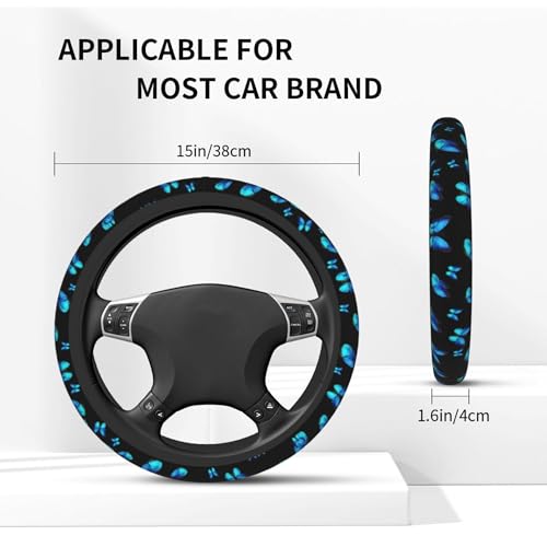 Blue Butterfly Steering Wheel Cover - Beautiful Galaxy Butterfly Steering Wheel Car Accessories Universal 15 Inch Steering Wheel Cover Women Men Anti Slip Breathable Wheel Cover Protector - color: Butterfly Blue