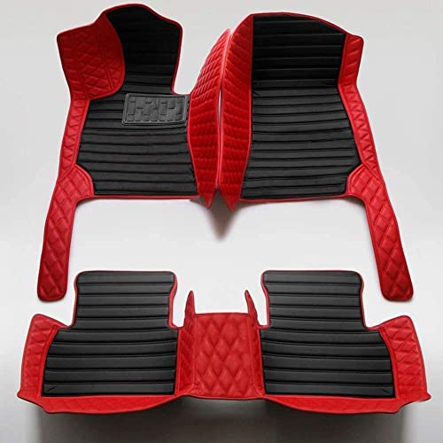 All-Weather car Floor Mats-Suitable for 98% of car Models Watherproof Leather car Floor mat (Red and Black) - color: Red and Black
