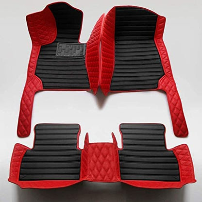 All-Weather car Floor Mats-Suitable for 98% of car Models Watherproof Leather car Floor mat (Red and Black) - color: Red and Black