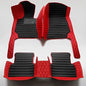 All-Weather car Floor Mats-Suitable for 98% of car Models Watherproof Leather car Floor mat (Red and Black) - color: Red and Black