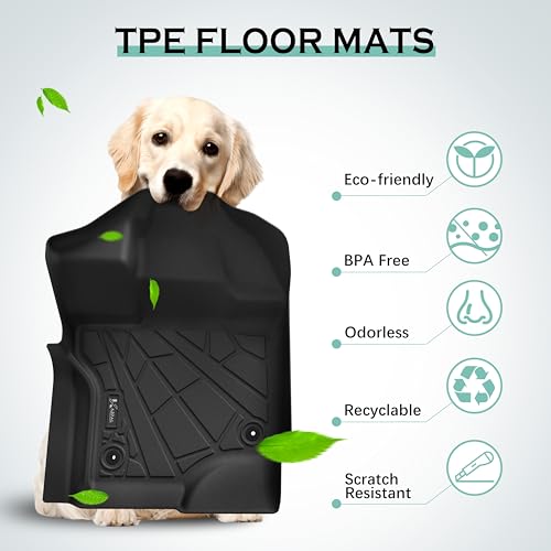 KARPAL Floor Mats for 2015-2026 Ford F-150 Supercrew/Supercab (Includes 2022-2026 Lightning), Custom Fit TPE All Weather Ford F150 Accessories Front Floor Liner - style: 2015-2026 | For Ford F-150 | Front Row