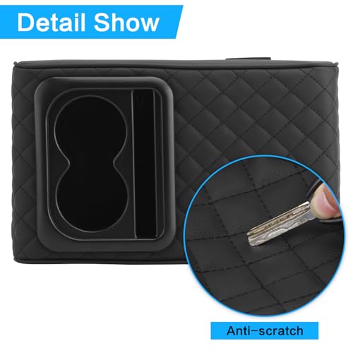 Car Center Console Armrest Pillow with Cup Holder (13.77"*8.26"*2.95") & Phone Holder Waterproof Leather Arm Rest Protector Cushion Car Accessories (Diamond Pattern) - color: Diamond Pattern