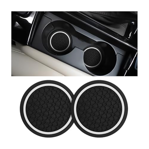 Mandark 2PCS Car Cup Holder Coasters, 2.75 Inch Non-Slip Insert Water Bottle Holder Pads, Dustproof Automotive Interior Accessories Mat, Universal for Vehicles, Trucks, RVs and More(Black/White) - color: Black/White, size: 2PCS