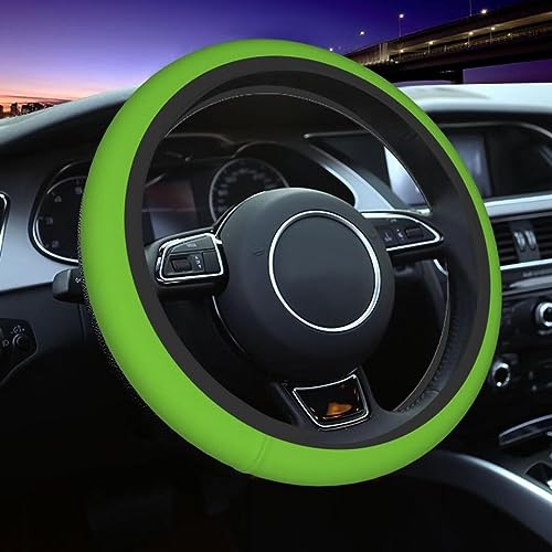 Elastic Stretch Steering Wheel Cover,Warm in Winter and Cool in Summer, Car Universal 15 inch, Microfiber Breathable Ice Silk, Anti-Slip, Odorless, Easy Carry,Green - color: Green