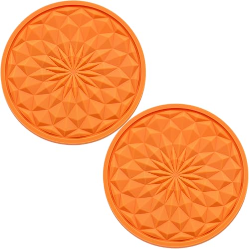 2 Pack Silicone Car Cup Holder Coaster – 2.75 Inch Non-Slip Drink Mat, Universal Fit for Most Vehicles – Cute & Functional Auto Accessories (Orange) - color: Orange, size: 2 pcs